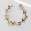 Bruiloft Haar Sieraden Bridal Vine Crown Antiek Goud Kleur Blad Hoofdband Tiara Handgemaakte Bloemen Vrouwen Stuk Accessoires 230609