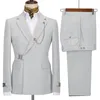 Męskie garnitury Blazery Elegancki garnitur 2 sztuki mody metalowa kurtka butikowa Business Casual Coat Groom Suknia ślubna Blazery 230609