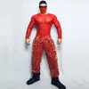 Scene Wear Bar Nightclub Men DJ Gogo Dance Costume Sexig Club Show Red Sequins Pants Transparent Tops Party Rave Outfits Performance Clothes Clothes