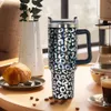 NEUESTE!! 40 Unzen Laser holographische Leopard Tumbler Doppelwand Edelstahl Wasser Tasse Auto Tassen mit Griff Großhandel L01