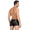 Unterhosen Kunstleder Männer Unterwäsche Boxer Ropa Interior Masculina Reißverschluss Solide Sexy Shorts Calzoncillos Hombre S M L XL MPS069