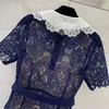 Robes de créateurs de tissu de dentelle broderie florale évider transparent version mince festival de musique robe à manches courtes designers vêtements