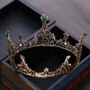 Wedding Hair Jewelry Baroque Vintage Black Crystal Beads Round Bridal Tiaras Big Crown Royal Queen Pageant Diadem Accessories 230609