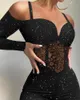 Kobiety Jumpsuits Rompers Glitter Zimne Ramię kontrast koronkowy gorset kombinezon Kobiety Wysokiej talii moda wiosna letnia kostka długość ogólna pants 230609