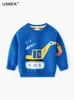 Pull LJMOFA Automne Bébé Garçons Chandails Manteau Enfants Tricot Pulls Tops Bande Dessinée Pelle À Manches Longues Enfant Tricots D179 230608