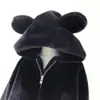 Giubbotti da donna Peluche Addensato Imitazione Lana 2023 Autunno Inverno Con Cappuccio Ragazze Allentato Orecchie da Orso Carino Versatile Cappotto Medio Lungo con Cerniera