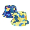 Chapeaux à large bord pour femmes européennes et américaines motif citron chapeau de pêcheur double face imprimé printemps/été bassin de soleil haut de randonnée dames