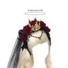 Bruiloft Haar Sieraden Gothic Antelope Schapen Hoorn Hoofdband Rose Flower Hoop Lace Tiara Decor Cosplay Accessoires Hoofddeksel 3XUA 230609