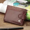 Portefeuilles Hommes Portefeuille Patchwork En Cuir Court Avec Porte-Monnaie Porte-Cartes Marque Pochette À Trois Volets