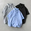 Camicie casual da uomo stile coreano risvolto manica corta camicia da uomo tasca a toppa monopetto estate tinta unita lavoro streetwear denim