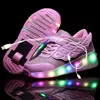 Athletic Outdoor Two Wheels Luminous Sneakers Led Light Roller Skate Shoes for Children Kids Boys Girls Up With wheels Shoe 230608