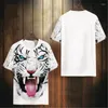Herr t-skjortor tidvatten varumärke tiger kortärmad iskänsla t-shirt herrar sommar tunna is siden silkande plus size skjorta mode vild trend