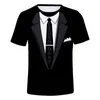 T-shirts pour hommes d'été T-shirt à manches courtes pour hommes Fake Suit Street 3D Vest Fashion Funny Tuxedo Bow Tie Impression 3D Vêtements pour hommes 230608