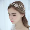 Wedding Hair Jewelry Baroque Bridal Tiara Headband Gold Color Floral Piece Ornament Prom Accessories 230609