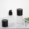 Opslag Flessen 10 STUKS Glas Wit Frosted Black Cap Fles Pomp Lotion Hervulbare Verpakking Cosmetische Container Makeup Tools