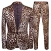 Ternos masculinos clássico estampado leopardo masculino coreano slim fit 2 peças completo de um botão boate vestido de festa blazers calças 5XL