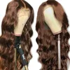 Morceaux de cheveux 220 13x4 Brun HD Transparent Lace Front Human Body Wave Sans Colle Coloré T 230609