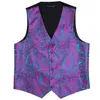 Ternos Masculinos Blazers Rosa Vermelho Homens Terno Casamento Colete Azul Floral Jacquard Folral Colete Seda Coletes Lenço Conjunto Gravata Barry.Wang Design 230609