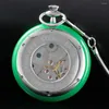 Pocket Watches Mechanical Wind Watch Up Green Jade Amp Stainless Steel Pouch Fob Christmas Graduation Birthday Collection Gift