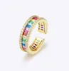 Dream Rainbow Open Ring Female adjustable Premium sense Light Luxury Ring Full Star couple ring AAAAA1