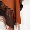 スカーフ秋の冬女性ポンチョ編みケープ