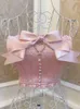 Débardeurs pour femmes Camis été rose Y2K Vintage débardeurs femmes arc moulante Kawaii Lolita gilet femme perle perles mode coréenne doux Corset 230608