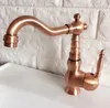 Robinets De Cuisine Antique Cuivre Rouge Laiton Lavabo Lavabo Robinet Mitigeur Bec Pivotant Mitigeur Un Trou Pont Monté Mnf404