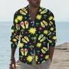 Men's Casual Shirts Men's Bright Vacation Mens Flip Flops Palm Tree Shirt Long Sleeve Fashion Street Style Blouses Spring Custom