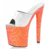 Sandals Mclubgirl 20CM Orange Sequin Female Summer Sexy Nightclub Pole Dance High Heels Model Catwalk Platform Shoes LYP