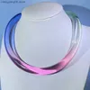 Pendant Necklaces Exaggerated Transparent Acrylic 12mm Thick Rainbow Short Open Choker for Women Luxury Crystal Charm Round Collar Choker Necklace T230609