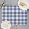 Table Mats Blue/Yellow/Green White Small Plaid Placemats Linen Mat Fresh Style Modern Decor Kitchen Dining Room Grid Cup Pads