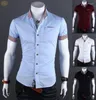 Herr t -shirts sommar 2023 camisas para hombre de vestir elegante manga corta ropa färgar