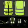 Men's Vests Pockets Workwear Safety Reflective Men Vest Many Pink For Breathable Vis Security Working Hi Mesh With