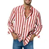 Męskie koszule na męskie koszule Plus Men koszula długie rękaw luźne wysoka elastyczność swoboda dress-up drukowania koszule w paski zwykłe bielizny klamra top 230608