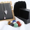 Charmes 7 Chakra boule de cristal sphère ensemble naturel Reiki cristaux de guérison perles pierres Yoga méditation pendentif collier