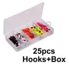 Anzóis de pesca 25pcsbag Gabaritos de metal Anzóis de pesca 1,4g 1,6g 3g Spoon Spinner Jigging Head farpado Soft Isca Worm Hook Fishing Tackle 230608