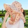 Chapeaux à large bord chapeau de soleil femme couverture d'été visage respirant tout match avec grand bord Anti-ultraviolet cyclisme chapeau de soleil