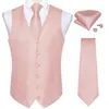 Ternos masculinos Blazers Marca Moda Terno Rosa Colete Conjunto Gravata Para Homens Noivo Vestido de Seda para Banquete de Casamento Festa Homem Colete Gravata Laço 230609