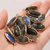 Charms 1 PCS Natural Semi-precious Stone Flash Labradorite Connector Pendants For DIY Jewelry Making Handmade Accessories