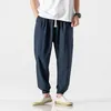 Pantalones de hombre estilo chino Harem Jogger hombres algodón Lino pantalones de chándal Casual ligero primavera verano Joggers 230608