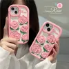 DHL gratuit en gros 3D Dessin Animé Mignon Rose Rose Fleur Floral Téléphone Cas Pour iphone 14 13 12 Pro Max i11 14pro 13pro 12pro Kid 3D Antichoc silicagel silicone Couverture Souple