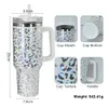 NEUESTE!! 40 Unzen Laser holographische Leopard Tumbler Doppelwand Edelstahl Wasser Tasse Auto Tassen mit Griff Großhandel L01