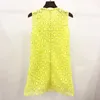 Casual Dresses S-Ef-Portrait Lace Mini Dress Round Neck Sleeve Mini Dress for Women Yellow New