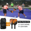 Raquettes de tennis Pickle Racket Set Combinaison 2 Envoyer 4 balles Portable Léger Raquette de sport Femmes Hommes pour la plage en plein air 230608