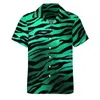 Men's Casual Shirts Zebra Print Loose Shirt Man Vacation Green And Black Stripes Hawaiian Design Short Sleeve Cool Oversized Blouses