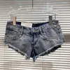 Women's Shorts 2023 Summer Denim Short Woman Design High Street Ripped Tassel Super Women Jeans Vintage W540