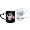 Sublimation Ceramic Matte Hot Water Change Color Mugs Heart Handles DIY Custom Print Photo Text Creative Valentines Gift