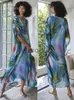 Lässige Kleider Boho Schnelltrocknende lange Kaftan-Bikini-Vertuschungen Retro Plus Size Sommerkleid Damenbekleidung Strandkleidung Badeanzug-Vertuschung Q831 J230609