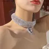 Hänghalsband överdrivna 3D -strass zirkon Big Love Heart Pendant Choker Halsband för kvinnor Luxur Crystal ClaVicle Chain Collar Choker T230609