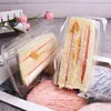 Juegos de vajilla 200 piezas Caja de embalaje Pastel para hornear Triángulo Postre Fiesta Contenedor de plástico Tapa Sandwich Clear Cheesecake